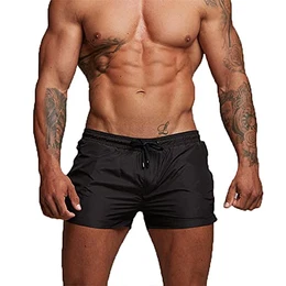 Badeshorts für Herren, Badehosen Kurz Badehose Männer Schwimmhose Boxer Badepants Wassersport Kurze Hose Schnelltrocknend Schwimmshorts mit Reissverschluss(Schwarz)