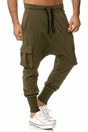 Herren Jogginghose Cargohose im Haremstil 19619 Khaki M