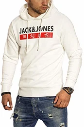 Herren Hoodie Kapuzenpullover Sweatshirt Pullover Streetwear 4 Elements (Large, Cloud Dancer)
