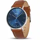 MDC Herren Armbanduhr Lederarmband Braun Analog Quarz Herrenuhr Klassisch Blau Minimalistische Geschenk für Männer Ultradünne Herrenarmbanduhr mit Echtes Leder