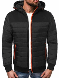 OZONEE Herren Übergangsjacke Jacke Übergang Herbst Bomberjacke Stehkragen Kapuze Steppjacke Leichte Outdoor Puffer Jacket Gepolstert (777) SCHWARZ (777/100K)