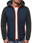 OZONEE Herren Übergangsjacke Jacke Übergang Herbst Bomberjacke Stehkragen Kapuze Steppjacke Leichte Outdoor Puffer Jacket Gepolstert (777) dunkelblau (777/103K)