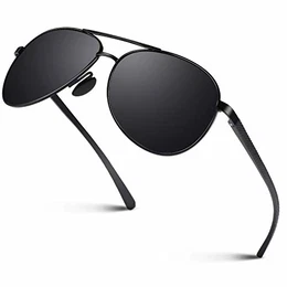 Sonnenbrille Herren Pilotenbrille Polarisiert Piloten Polarisierte Sonnenbrillen Männer Pilot Verspiegelt UV400 Schutz M81 Schwarz, Cat.3, CE