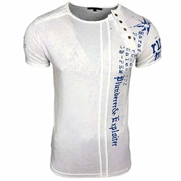 Herren T-Shirt Slim Fit mit Vintage Waschung Washed Stars A1-RN-15191, Größe:M, Farbe:Weiß
