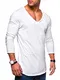 behype. Herren Oversize Longsleeve Langarm T-Shirt V-Neck Ausschnitt 30-0014 Weiß M