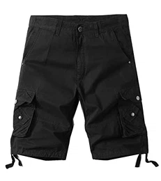 Cargo Vintage Shorts Männer Bermuda Shorts Herren Kurze Sommer Hosen Schwarz, 32