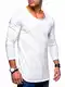 behype. Herren Oversize Longsleeve Langarm T-Shirt Rundhals O-Neck Ausschnitt 30-0015 Weiß XL