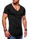 behype. Herren Kurzarm Basic T-Shirt V-Neck Ausschnitt Oversize-Look 20-0002 Schwarz L