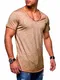 behype. Herren Kurzarm Basic T-Shirt V-Neck Ausschnitt Oversize-Look 20-0002 Beige S