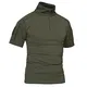 KEFITEVD T-Shirt Herren Taktisch 1/4 Reißverschluss Camouflage Shirt Ärmeltaschen mit Klett Army Uniform Flecktarn Outdoor Hemd Dunkeloliv M