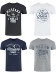 MUSTANG Herren T-Shirt 4er Pack Frontprint O-Neck Rundhalsausschnitt Kurzarm Regular Tee Shirt (P10) Schwarz/Weiß/Blau/Grau (1000292-4142) MUSTANG Herren T-Shirt 4er Pack Frontprint O-Neck Rundhalsausschnitt Kurzarm Regular Tee Shirt (P10) Schwarz/Weiß/Blau/Grau (1000292-4142)