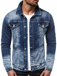 Herren Jeansjacke Jacke Jeans Übergangsjacke Herbstjacke Vintage Herrenjacke Herbst Übergangs Denim Bikerjacke Jacket Denim Winter Knopfverschluss 777/166K BLAU S