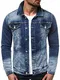OZONEE Herren Jeansjacke Jacke Jeans Übergangsjacke Herbstjacke Vintage Herrenjacke Herbst Übergangs Denim Bikerjacke Jacket Denim Winter Knopfverschluss 777/166K BLAU S