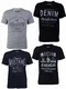 MUSTANG Herren T-Shirt 4er Pack Frontprint O-Neck Rundhalsausschnitt Kurzarm Regular Tee Shirt 100% Baumwolle Schwarz Weiß Grau Blau, Größe:M, Farbe:Farbmix (P12)