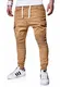 behype. Herren Cargo Biker Jogger-Jeans Hose mit Taschen Slim-Fit S-XXL 80-6722 Beige M