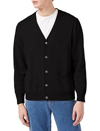 Herren Baumwollstrickjacken, Schwarz, XL