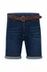 Indicode Quincy Herren Jeans Shorts Kurze Denim Hose Mit Gürtel Aus Stretch-Material Regular Fit, Größe:M, Farbe:Dark Blue (855)