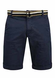 Blend BHBruno Herren Chino Shorts Bermuda Kurze Hose mit Gürtel Stretch Eingrifftaschen Baumwollmischung Regular fit, Größe:M, Farbe:Navy (70230)