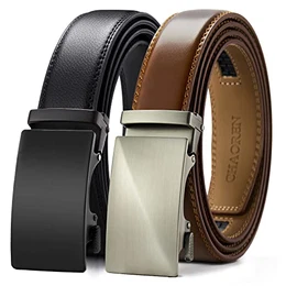 Gürtel Herren 2er-Pack, 35mm Automatik Ledergürtel mit Ratsche - Passgenau Zuschneidbar, Ideal als Geschenk