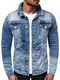 OZONEE Herren Jeansjacke Jacke Jeans Übergangsjacke Herbstjacke Vintage Herrenjacke Herbst Übergangs Denim Bikerjacke Jacket Denim Winter Knopfverschluss 777/166K HELLBLAU L