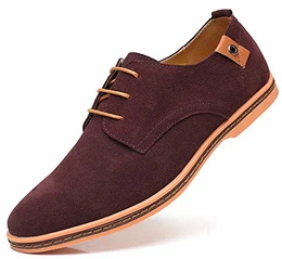 Herren Freizeit Schuhe aus Leder Business Anzugschuhe Atmungsaktiv Lederschuhe Oxford Halbschuhe Party Hochzeit übergrößen 38-46 (43, Brown-077)