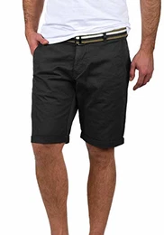 Bruno Herren Chino Shorts Bermuda Kurze Hose Mit Gürtel Regular Fit, Größe:XXL, Farbe:Black (70155)