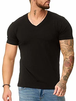 OneRedox Herren T-Shirt V-Neck Hoodie Longsleeve Kurzarm Shirt Sweatshirt Modell 1309 Schwarz OneRedox Herren T-Shirt V-Neck Hoodie Longsleeve Kurzarm Shirt Sweatshirt Modell 1309 Schwarz