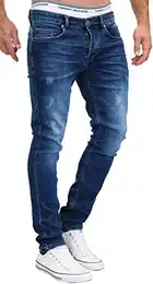 Jeans Herren Slim Fit Jeanshose Stretch Designer Hose Denim 501 (34-32, 501-1 Dunkelblau)