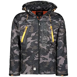 Techno Softshelljacke Herren Kapuze abnehmbar, Black/Orange, M
