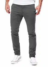 Chino Herren Slim fit Chinohose Stretch Designer Hose Neu 401 (32-32, 401-1 Grau)