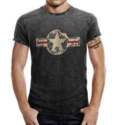 T-Shirt für den US-Army Fan im Washed Jeans Look USAF Blau