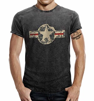 T-Shirt für den US-Army Fan im Washed Jeans Look USAF