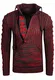 Rusty Neal Zipper Stehkragen Pullover Herren Strick Grobstrick Strickpullover Langarm 328, Farbe:Rot, Größe:L