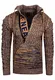 Rusty Neal Zipper Stehkragen Pullover Herren Strick Grobstrick Strickpullover Langarm 328, Farbe:Camel, Größe:M