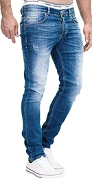 Jeans Herren Slim Fit Jeanshose Stretch Designer Hose Denim 501 (33-30, 501-2 Mittelblau)