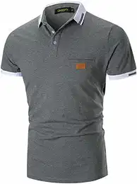 GNRSPTY Herren Poloshirts Kurzarm Baumwolle Polo Shirts Männer Slim Fit Polohemd Golf Farbe Nähen T-Shirt S-XXL,Grau,M
