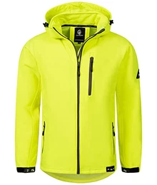 Herren Softshell Jacke Outdoor Jacke Windbreaker Übergangsjacke Anorak Kapuze Regenjacke Winterjacke Herrenjacke Jacket H-168 Neongelb M