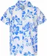 King Kameha Funky Hawaiihemd, Kurzarm, Hibiskus New, Türkis auf Weiß, M