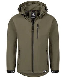 Herren Softshell Jacke Outdoor Jacke Windbreaker Übergangsjacke Anorak Kapuze Regenjacke Winterjacke Herrenjacke Jacket H-168 Dunkelgrün M
