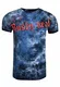 Herren T-Shirt Batik Shirt Kurzarm Bekleidung Plakativer Front Logo Print Baumwolle S - XXL 156-1, Farbe:Indigo, Größe:M