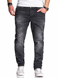 . Herren Destroyed Stretch Jeans-Hose Used-Look Slim-Fit 80-9789 Schwarz W29/L32