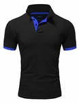 Amaci&Sons Poloshirt Basic Kontrast Kragen Kurzarm T-Shirt (5104) Schwarz/Blau Amaci&Sons Poloshirt Basic Kontrast Kragen Kurzarm T-Shirt (5104) Schwarz/Blau