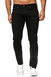 Elara Herren Jeans Slim Fit Hose Denim Stretch Chunkyrayan Schwarz (16533)