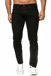 Elara Herren Jeans Slim Fit Hose Denim Stretch Chunkyrayan P 16533-Black-29W / 30L