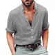 Gemijacka Leinenhemd Herren Regular Fit Button-down Sommerhemd Langarm & Kurzarm Herren Hemd Shirt Freizeithemd Herren, 1 - Grau, XXL