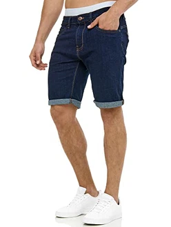 Indicode Herren Caden Jeans Shorts mit 5 Taschen Dunkelblau/Hellblau/Blau/Lila