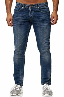 Elara Herren Jeans Slim Fit Hose Denim Stretch Chunkyrayan Blau (16533)
