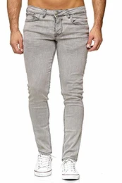 Elara Herren Jeans Slim Fit Hose Denim Stretch Chunkyrayan 16533-Grau-32W / 32L