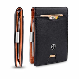 Geldbeutel Männer mit Geldklammer Lisbon Geldbörse Kartenetui Slim Portemonnaie Geldtasche Wallet Portmonaise Herren klein RFID Kreditkartenetui Portmonee Brieftasche Kartenportmonai