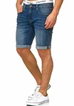 Indicode Herren Caden Jeans Shorts mit 5 Taschen Medium Indigo